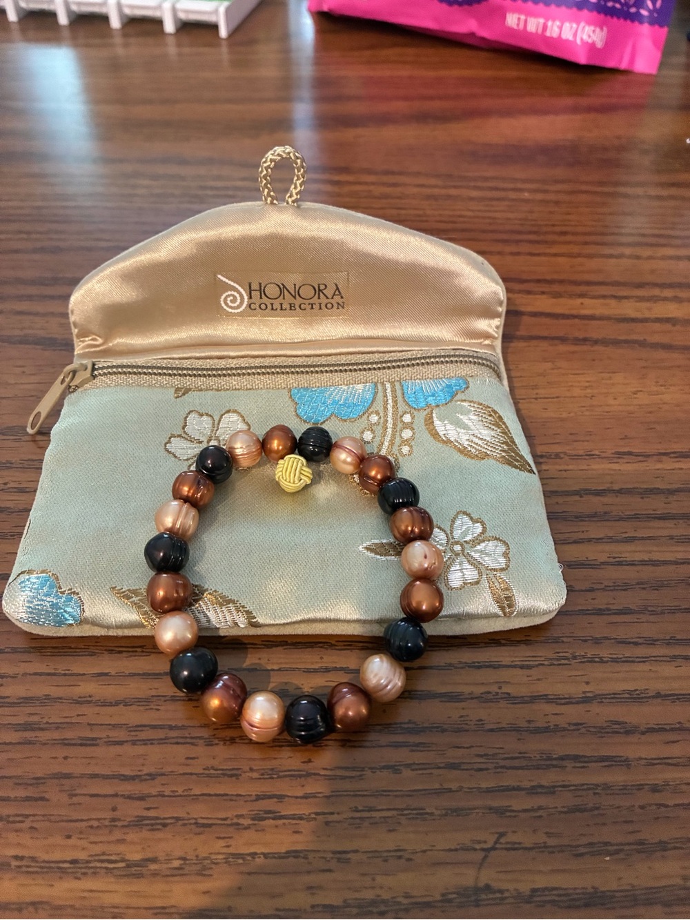 Brown and Black Pearl Stretch Bracelet